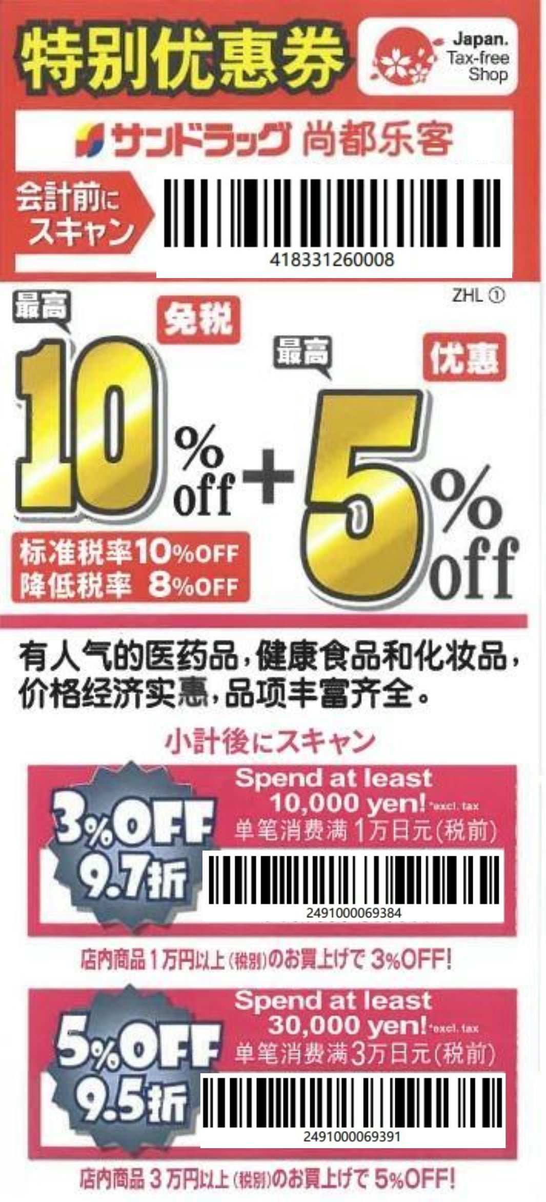 太阳药妆优惠券样本